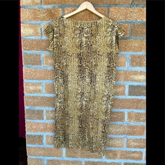 Tory Burch Beige Snake Print Silk Gold Dresssmall - Picture 1 of 9